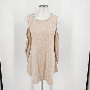 Cupio Womens Cold Shoulder Tunic Top Beige